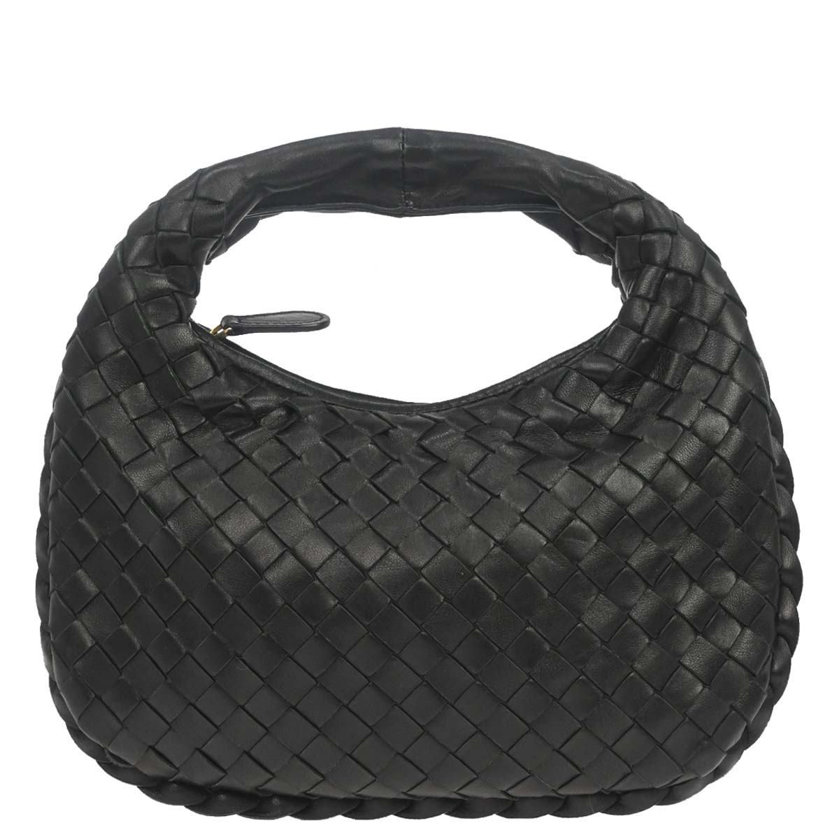 Bottega Veneta Black Lambskin Intrecciato Hobo Handbag