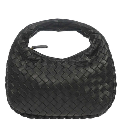 Bottega Veneta Black Lambskin Intrecciato Hobo Handbag