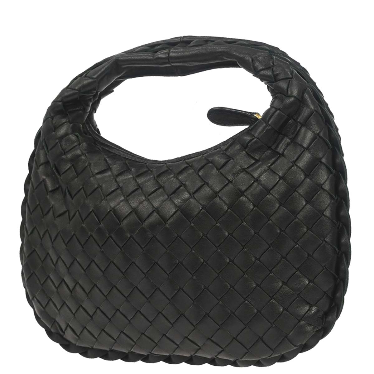 Bottega Veneta Black Lambskin Intrecciato Hobo Handbag