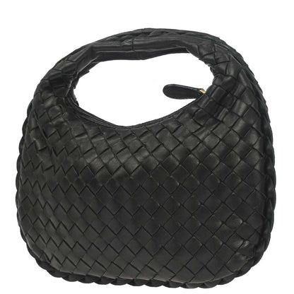 Bottega Veneta Black Lambskin Intrecciato Hobo Handbag