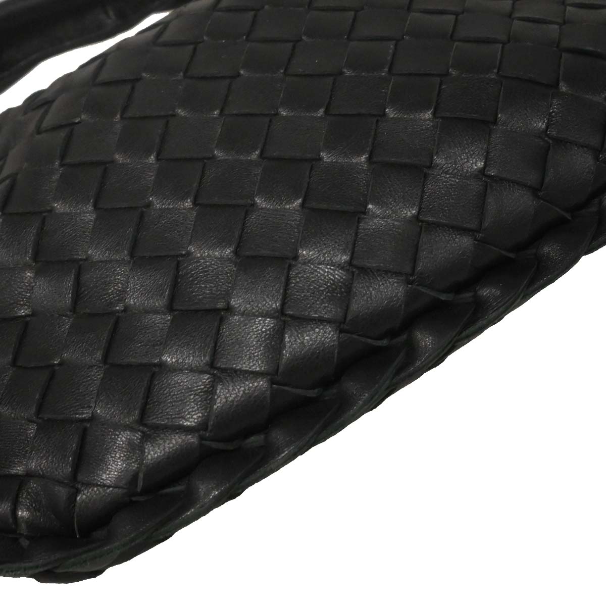 Bottega Veneta Black Lambskin Intrecciato Hobo Handbag