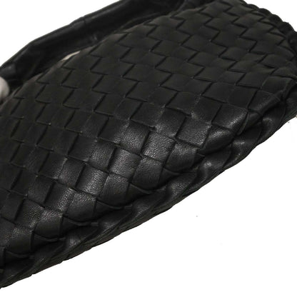 Bottega Veneta Black Lambskin Intrecciato Hobo Handbag