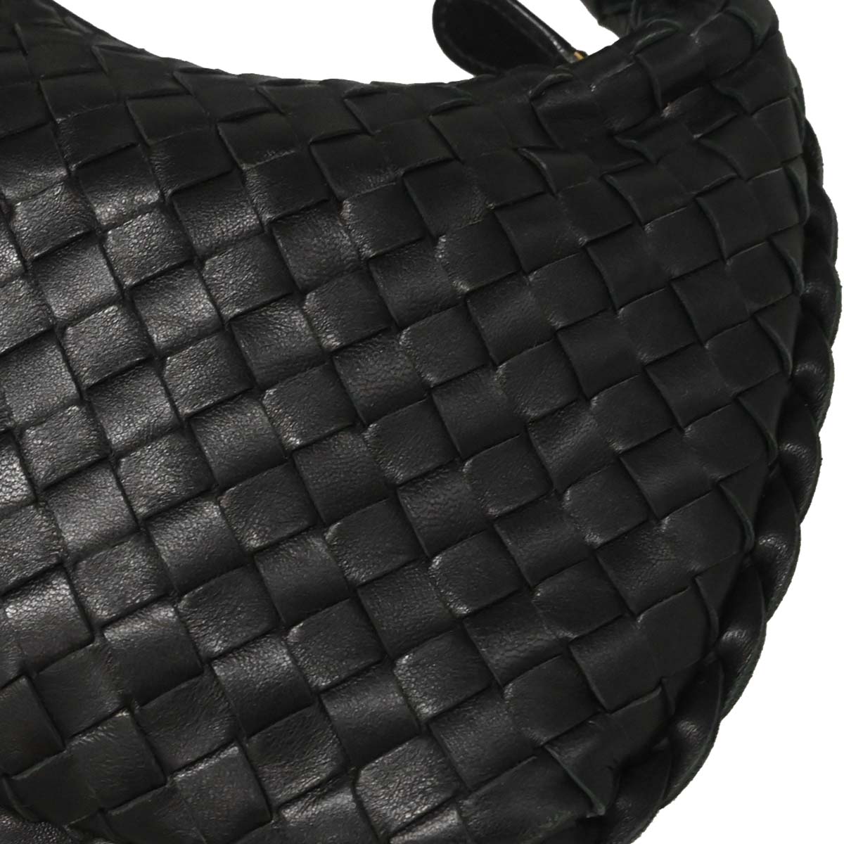 Bottega Veneta Black Lambskin Intrecciato Hobo Handbag