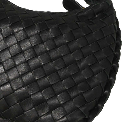 Bottega Veneta Black Lambskin Intrecciato Hobo Handbag