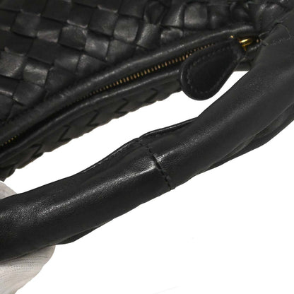Bottega Veneta Black Lambskin Intrecciato Hobo Handbag