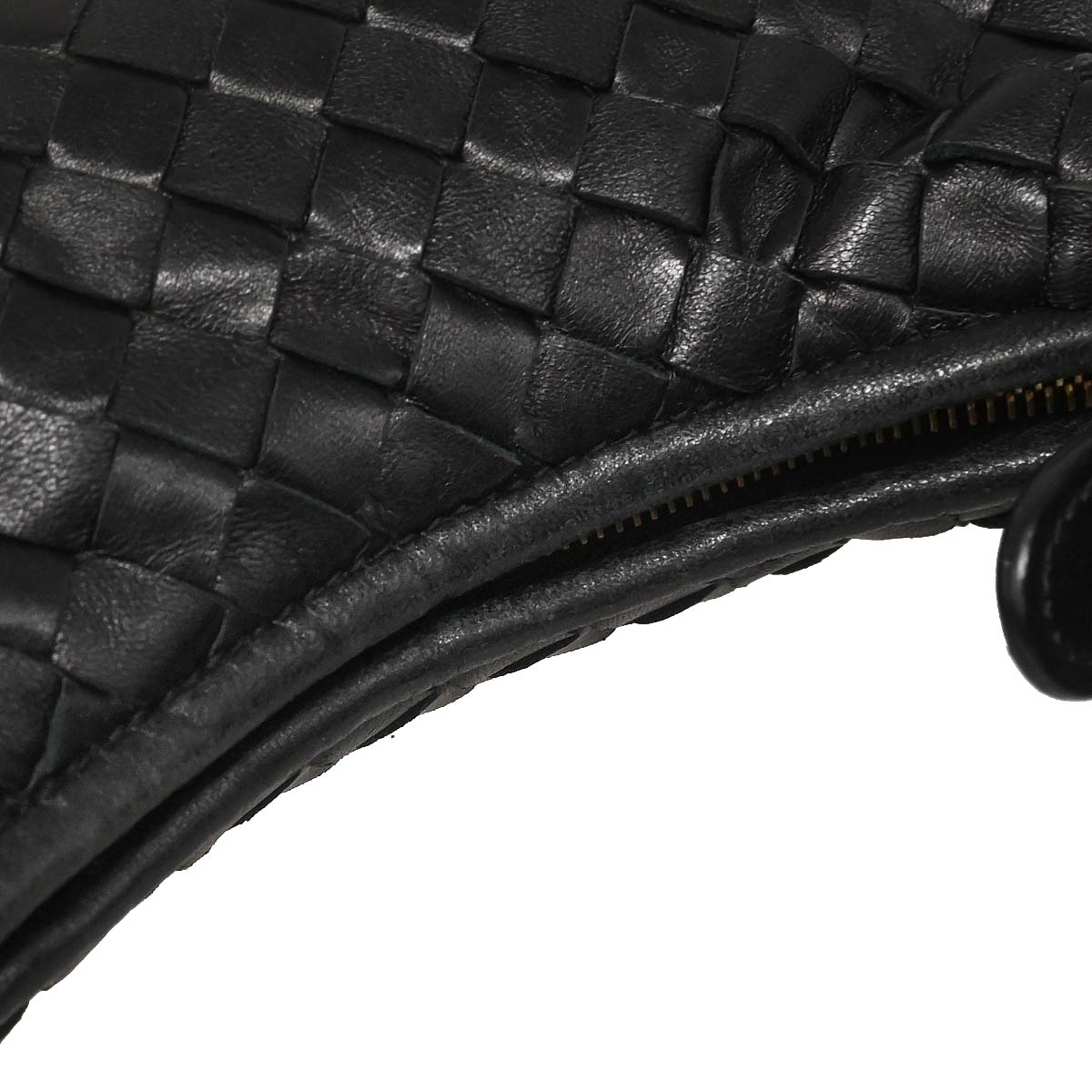 Bottega Veneta Black Lambskin Intrecciato Hobo Handbag