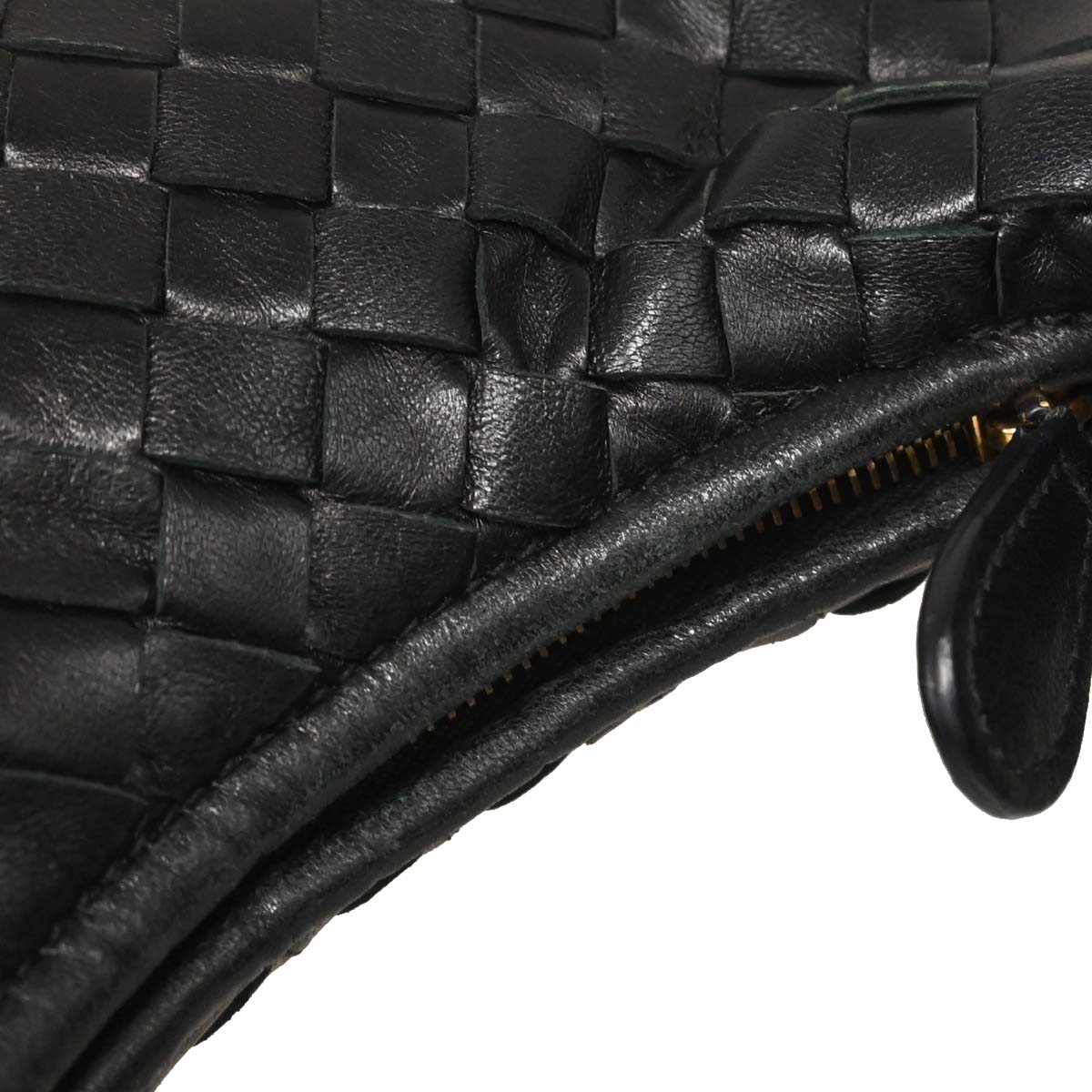 Bottega Veneta Black Lambskin Intrecciato Hobo Handbag