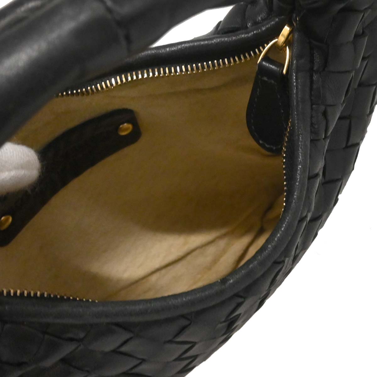 Bottega Veneta Black Lambskin Intrecciato Hobo Handbag