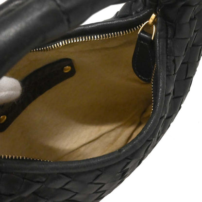 Bottega Veneta Black Lambskin Intrecciato Hobo Handbag