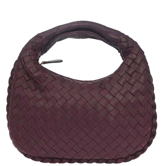 Bottega Veneta Purple Lambskin Intrecciato Hobo Handbag