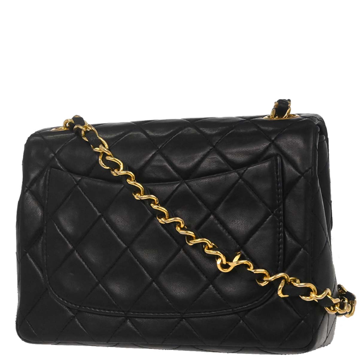 Chanel 1989-1991 Black Lambskin Mini Classic Square Flap Shoulder Bag 17