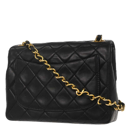 Chanel 1989-1991 Black Lambskin Mini Classic Square Flap Shoulder Bag 17