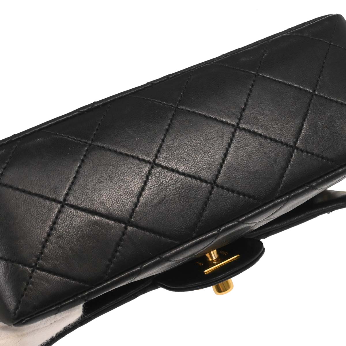 Chanel 1989-1991 Black Lambskin Mini Classic Square Flap Shoulder Bag 17