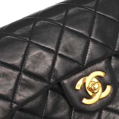 Chanel 1989-1991 Black Lambskin Mini Classic Square Flap Shoulder Bag 17