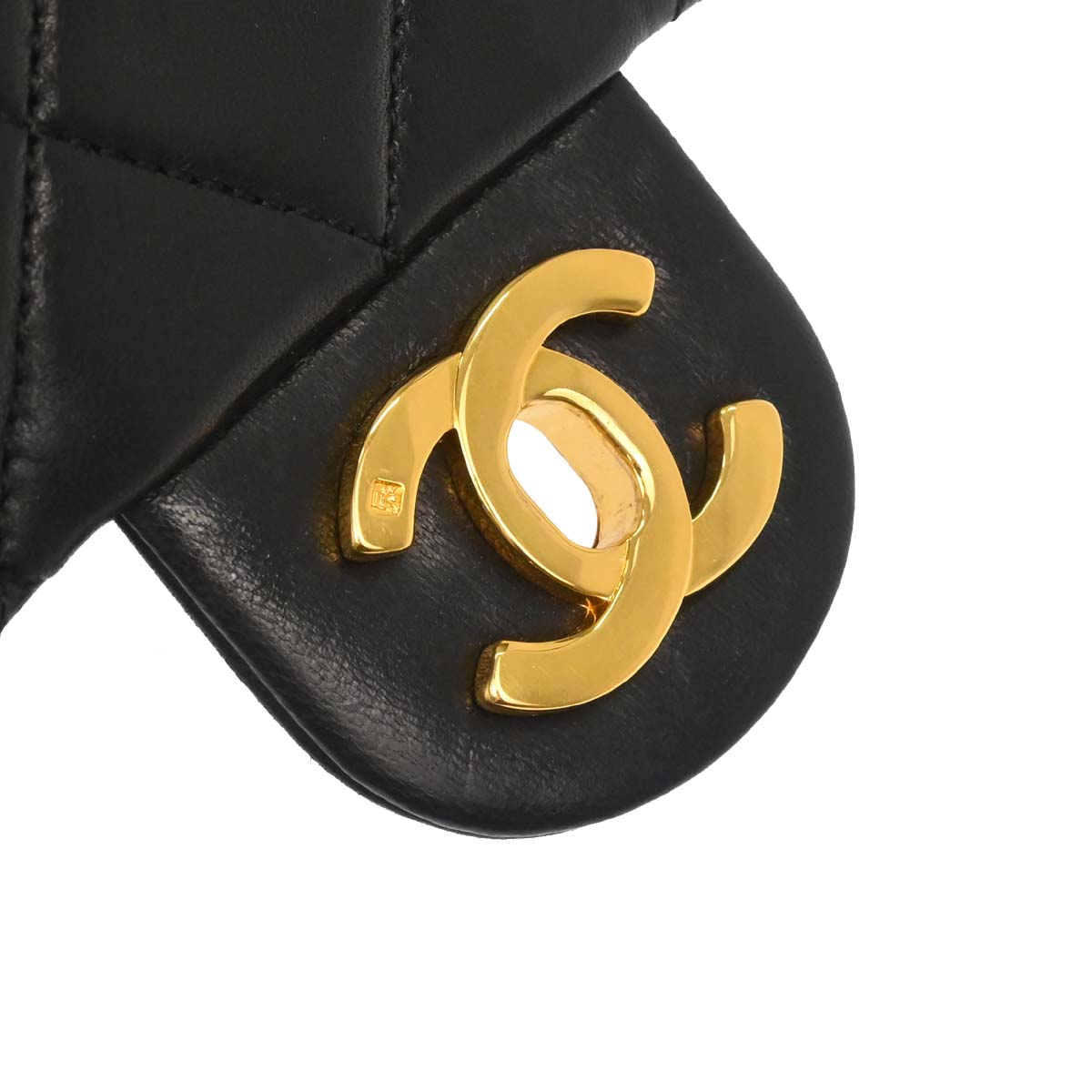 Chanel 1989-1991 Black Lambskin Mini Classic Square Flap Shoulder Bag 17