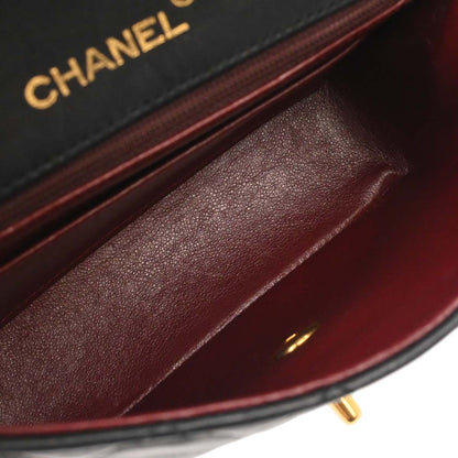 Chanel 1989-1991 Black Lambskin Mini Classic Square Flap Shoulder Bag 17