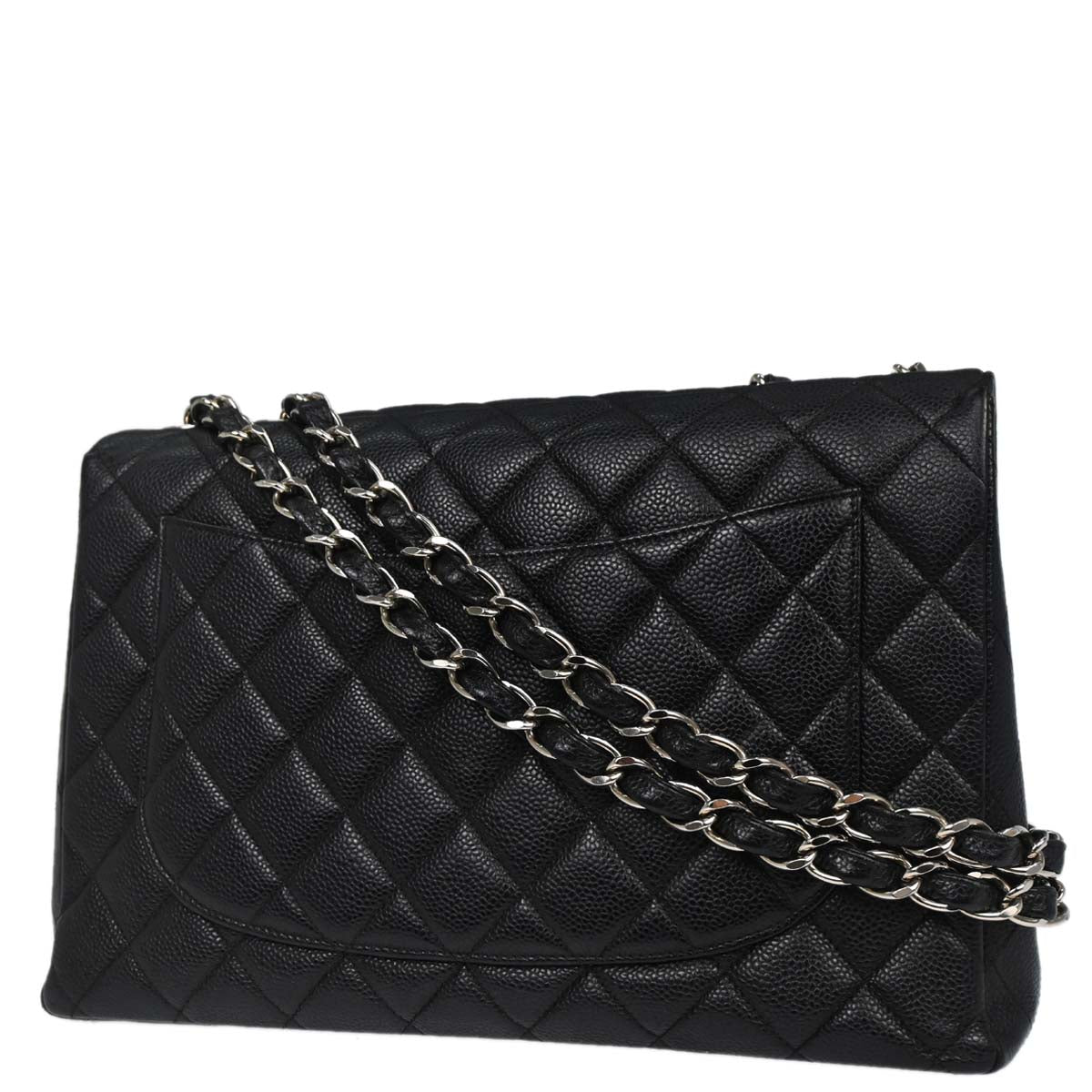 Chanel Black Caviar Skin Jumbo Classic Flap Shoulder Bag