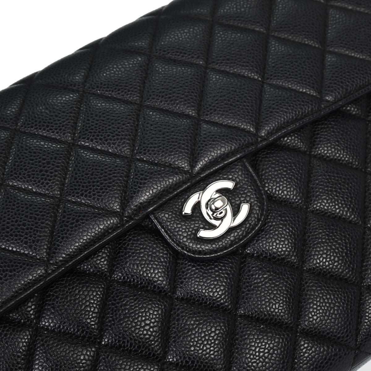 Chanel Black Caviar Skin Jumbo Classic Flap Shoulder Bag