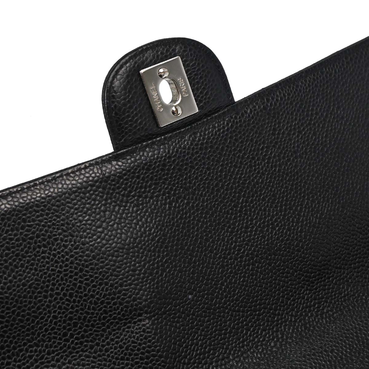 Chanel Black Caviar Skin Jumbo Classic Flap Shoulder Bag