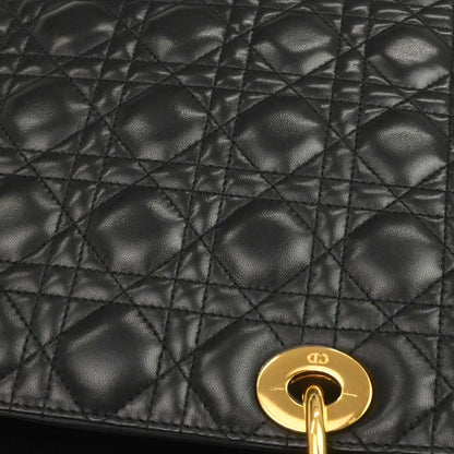 Christian Dior Black Lambskin Large Lady Dior Cannage 2way Shoulder Handbag