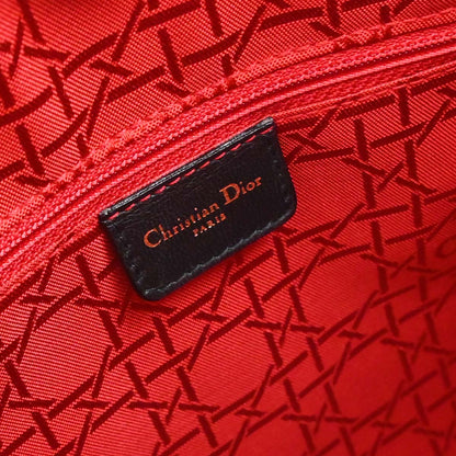 Christian Dior Black Lambskin Large Lady Dior Cannage 2way Shoulder Handbag