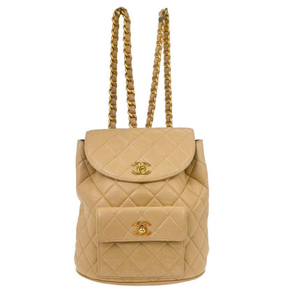 Chanel 1994-1996 Beige Lambskin Large Duma Backpack
