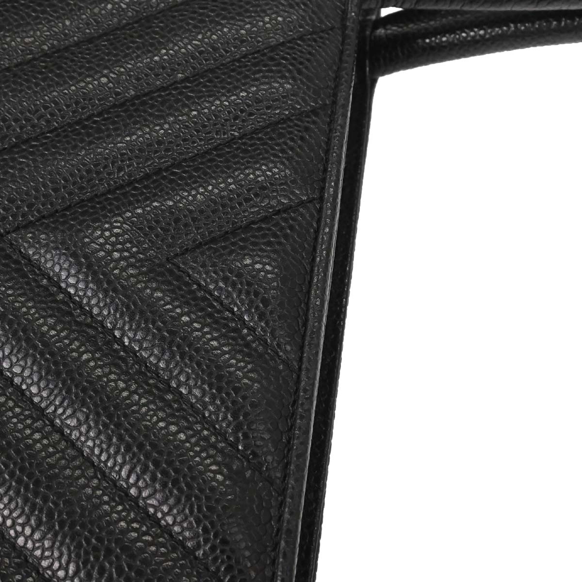 Chanel 1991-1994 Black Caviar Skin Chevron Handbag