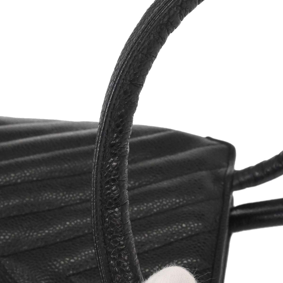 Chanel 1991-1994 Black Caviar Skin Chevron Handbag