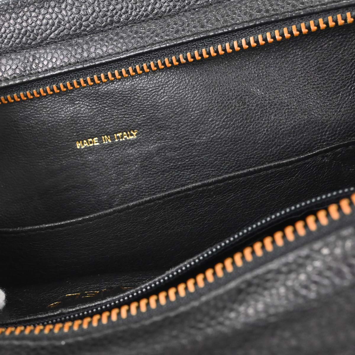 Chanel 1991-1994 Black Caviar Skin Chevron Handbag