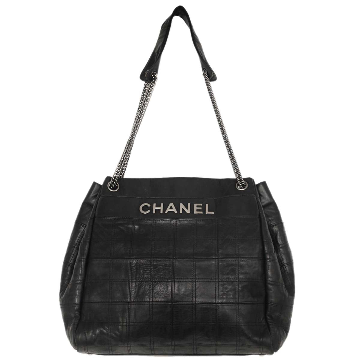 Chanel 2006-2008 Black Lambskin Lax Accordion Shoulder Bag