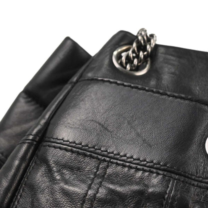 Chanel 2006-2008 Black Lambskin Lax Accordion Shoulder Bag