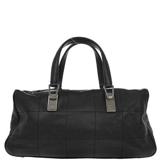 Chanel 2002-2003 Black Lambskin Choco Bar Handbag