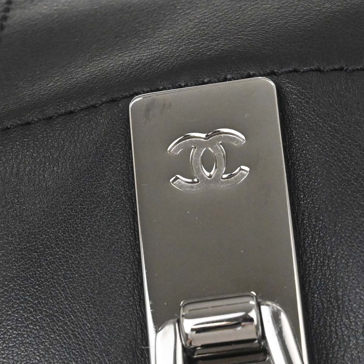 Chanel 2002-2003 Black Lambskin Choco Bar Handbag