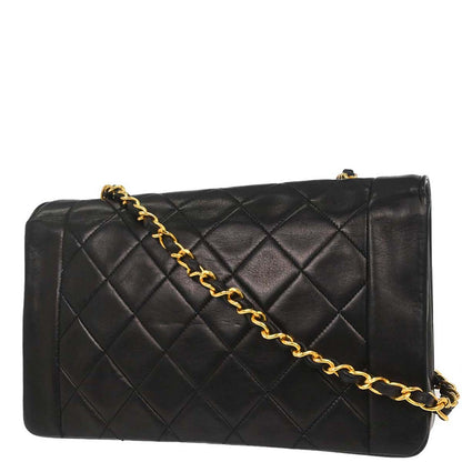 Chanel 1989-1991 Black Lambskin Medium Diana Shoulder Bag
