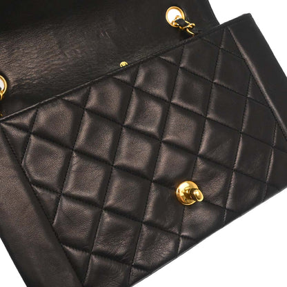 Chanel 1989-1991 Black Lambskin Medium Diana Shoulder Bag
