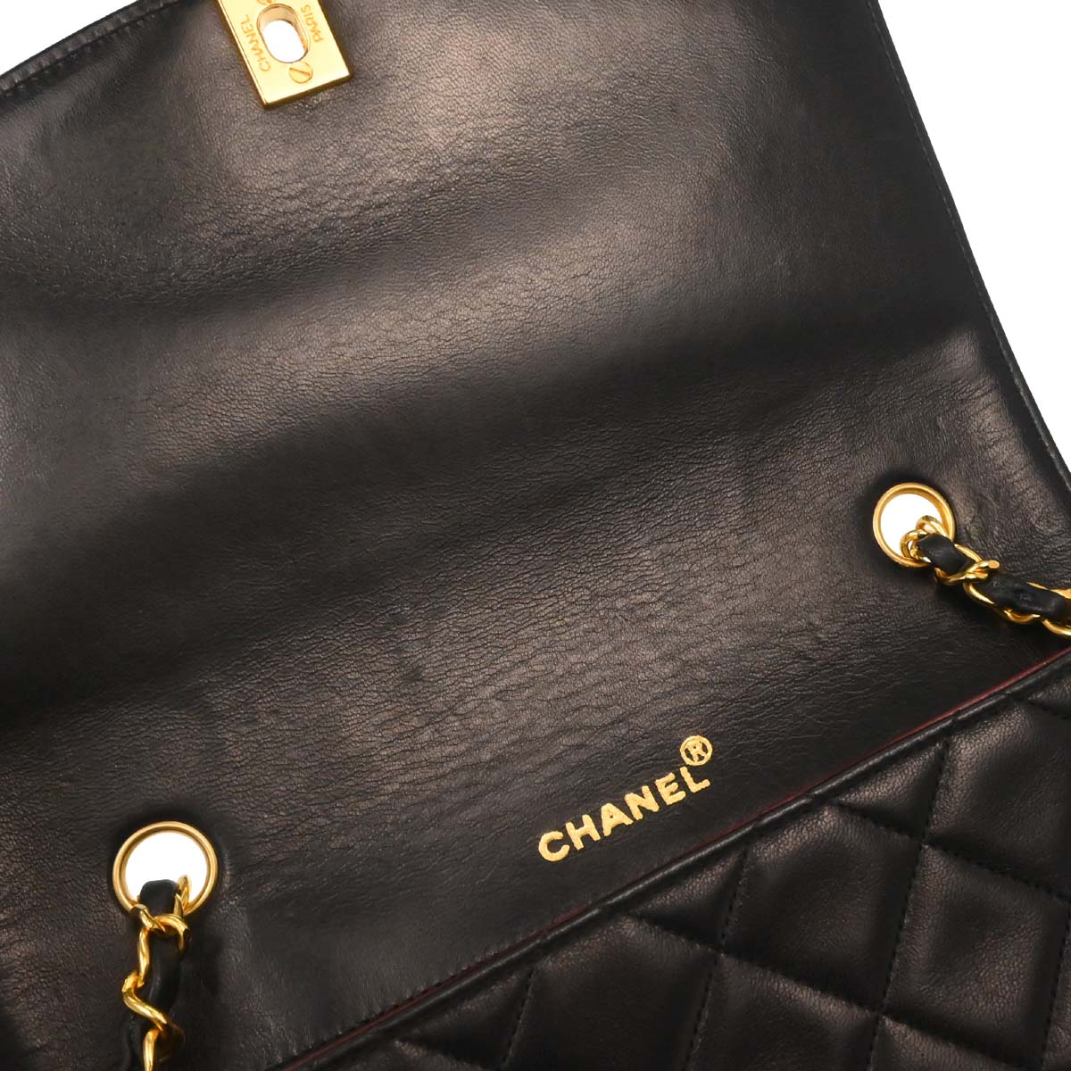Chanel 1989-1991 Black Lambskin Medium Diana Shoulder Bag