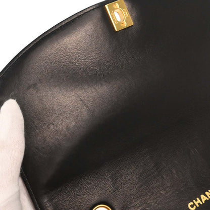 Chanel 1989-1991 Black Lambskin Medium Diana Shoulder Bag