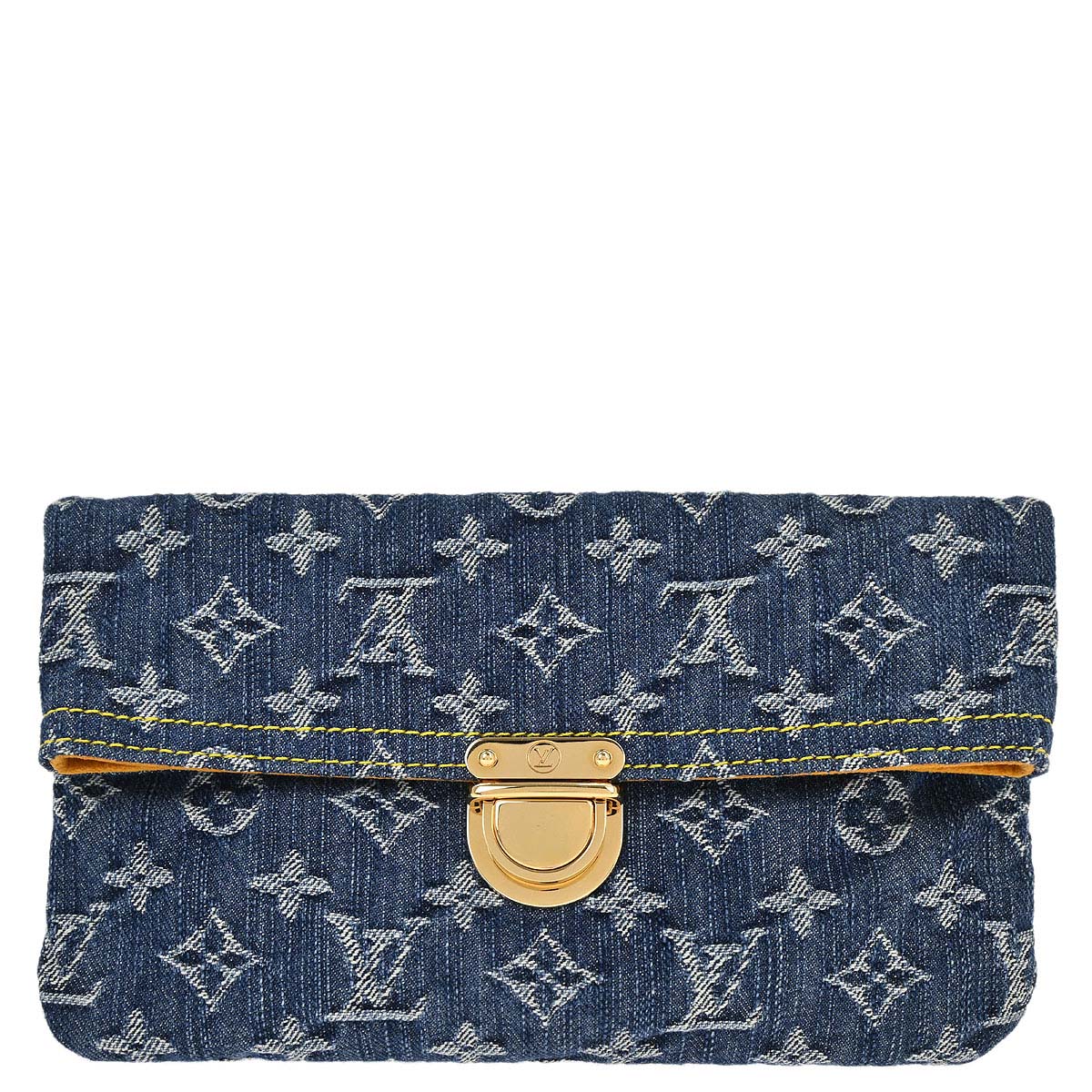 Louis Vuitton Blue Monogram Denim Pochette Plat Clutch Bag M95007