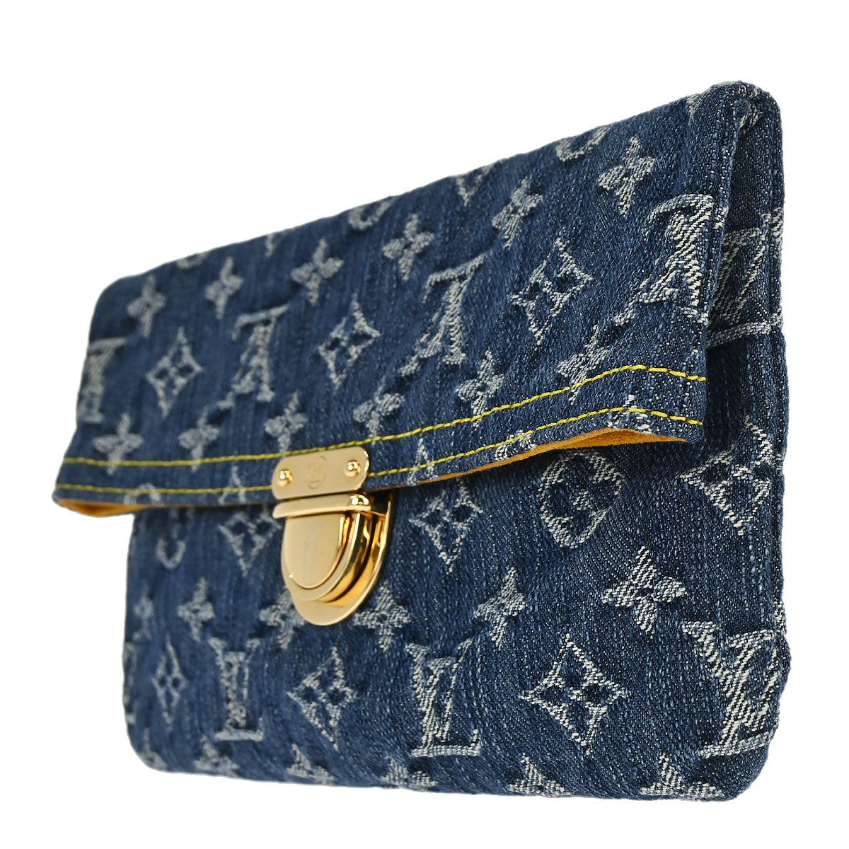 Louis Vuitton Blue Monogram Denim Pochette Plat Clutch Bag M95007