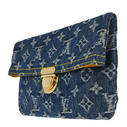 Louis Vuitton Blue Monogram Denim Pochette Plat Clutch Bag M95007