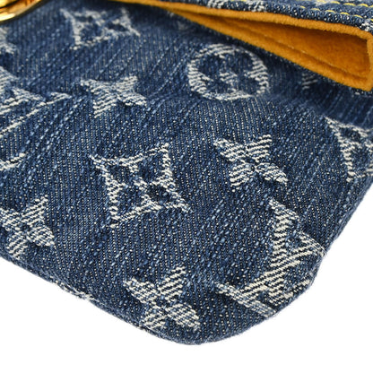 Louis Vuitton Blue Monogram Denim Pochette Plat Clutch Bag M95007