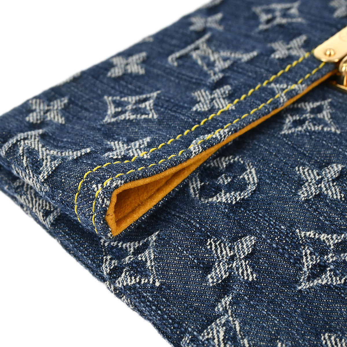 Louis Vuitton Blue Monogram Denim Pochette Plat Clutch Bag M95007