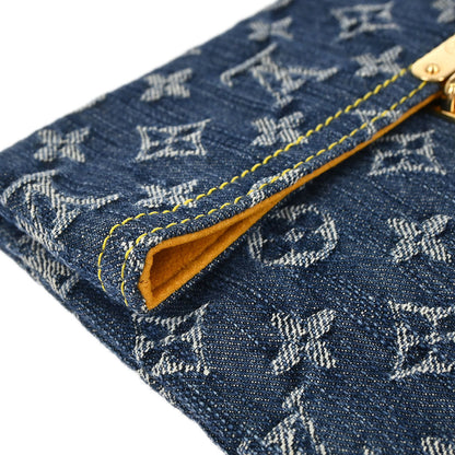 Louis Vuitton Blue Monogram Denim Pochette Plat Clutch Bag M95007