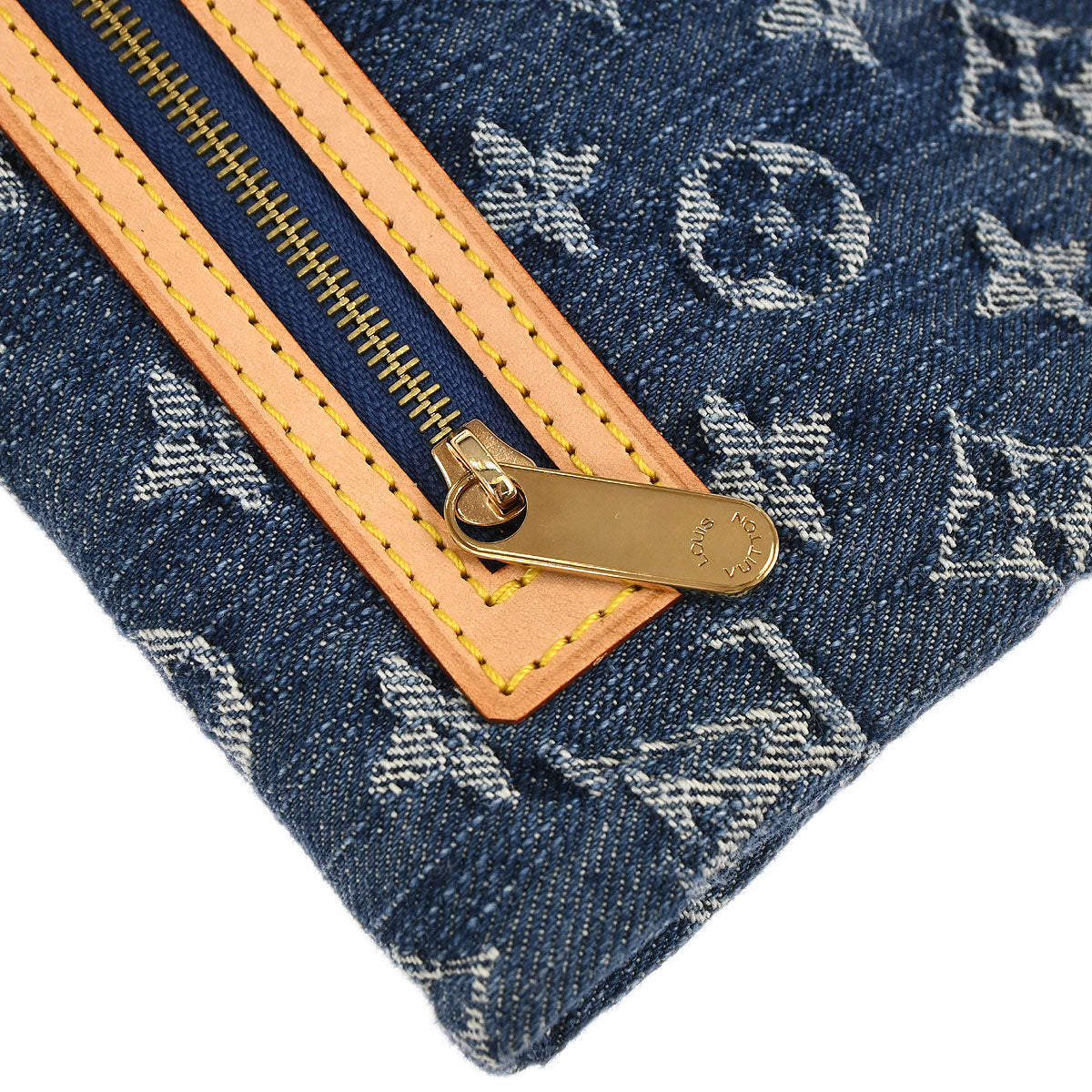 Louis Vuitton Blue Monogram Denim Pochette Plat Clutch Bag M95007