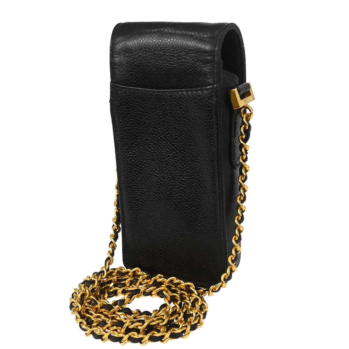 Chanel Black Caviar Skin Chain Shoulder Bag Pochette Phone Case