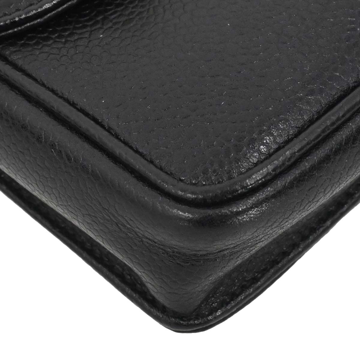 Chanel Black Caviar Skin Chain Shoulder Bag Pochette Phone Case
