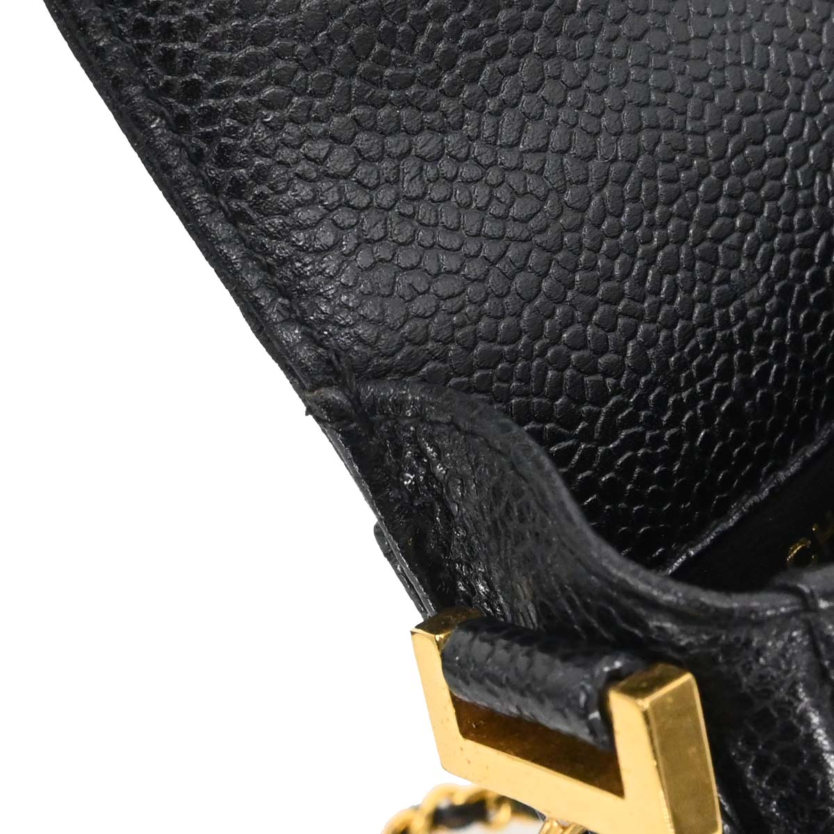 Chanel Black Caviar Skin Chain Shoulder Bag Pochette Phone Case