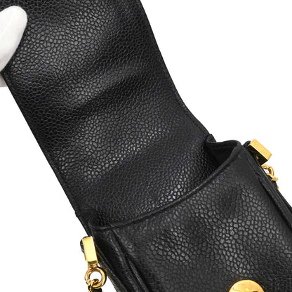 Chanel Black Caviar Skin Chain Shoulder Bag Pochette Phone Case