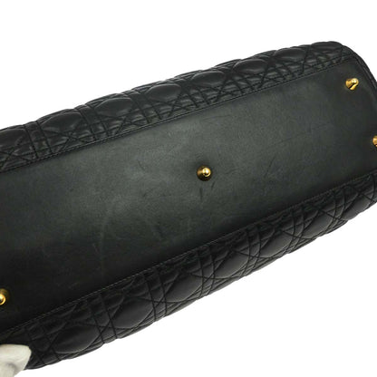 Christian Dior Black Lambskin Cannage Tote Handbag