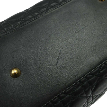 Christian Dior Black Lambskin Cannage Tote Handbag
